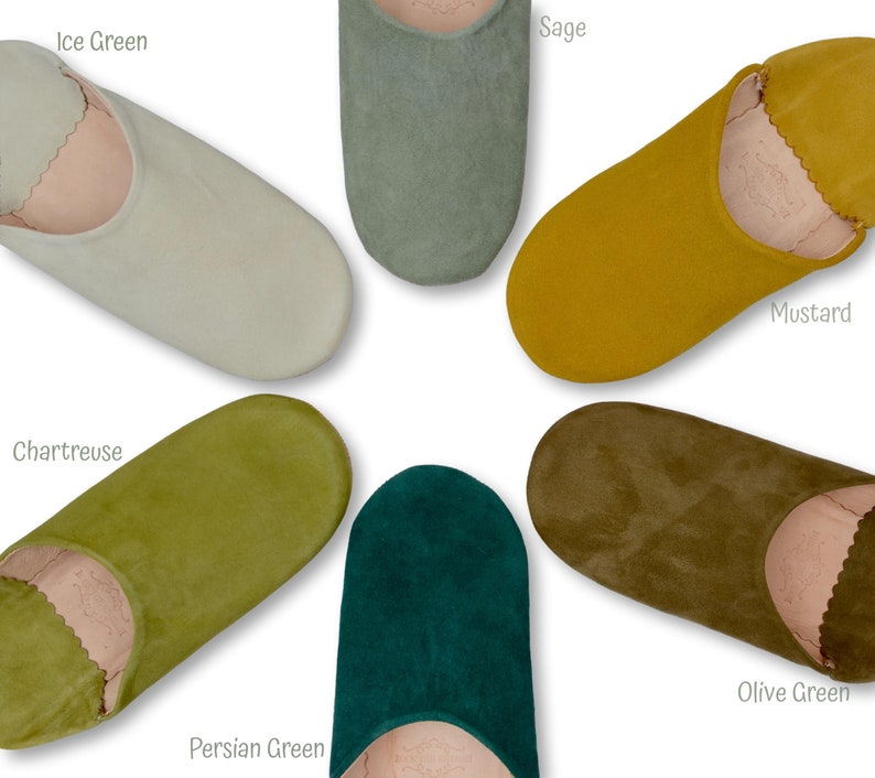 Moroccan Suede Babouche Slippers, Womens Babouche, Moroccan Slippers, Handmade Suede Slippers, Leather Slippers, Slides, Mules, 15 Colours image 5