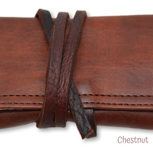 Pochette à tabac en cuir, pochette à tabac faite main, petite pochette en cuir, pochette à bijoux, pochette à tabac marron, pochette en cuir bio, sac à tabac Chestnut