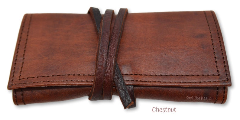 Pochette à tabac en cuir, pochette à tabac faite main, petite pochette en cuir, pochette à bijoux, pochette à tabac marron, pochette en cuir bio, sac à tabac Chestnut