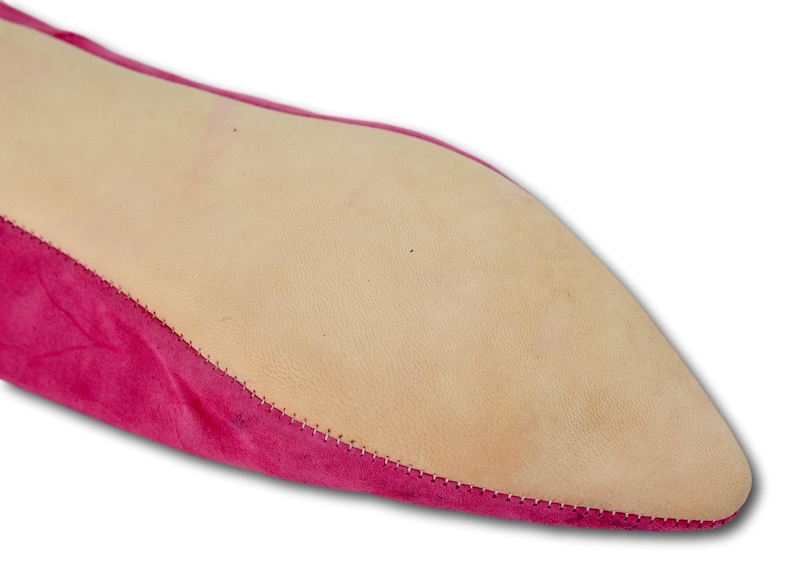 Mules Moroccan Pink Suede Pointed Babouche Pink Slippers Womans Babouche Handmade. Organic Suede Moroccan Slippers Sheepskin Slippers