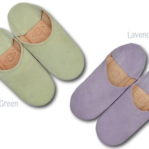 Moroccan Suede Babouche Slippers, Womens Babouche, Moroccan Slippers, Handmade Suede Slippers, Leather Slippers, Slides, Mules, 15 Colours Ice Green