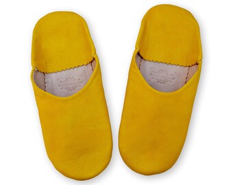 Pantofole In Pelle Marocchina Fatte A Mano: Babbucce Berbere Gialle Da Uomo - Italia - Foto 5