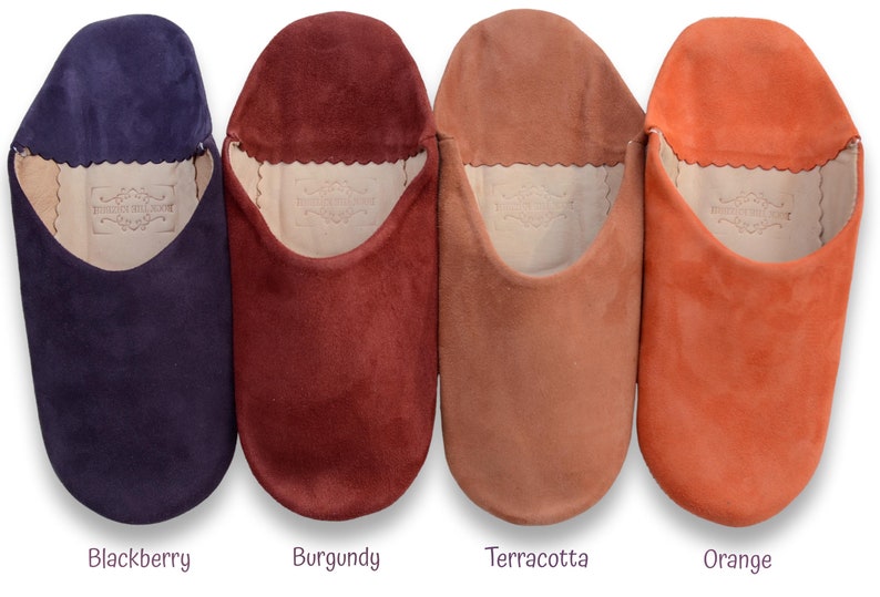 Moroccan Suede Babouche Slippers, Womens Babouche, Moroccan Slippers, Handmade Suede Slippers, Leather Slippers, Slides, Mules, 15 Colours image 6