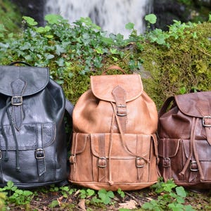 Leather Backpack Rucksack, Vintage Style, Handmade from Naturally Tanned Moroccan Leather image 2