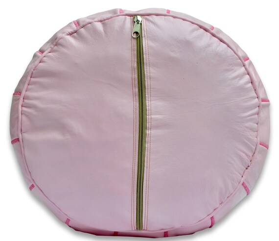 Moroccan Leather Pouffe Footstool Ottoman Handmade in Naturally Tanned Light Pink Leather. Etsy
