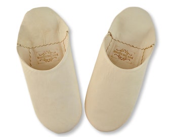 Moroccan Leather Babouche Slippers, Womans Babouche, Sheepskin Slippers, Slippers, Organic Slippers, Mules, Slides, Natural Undyed.