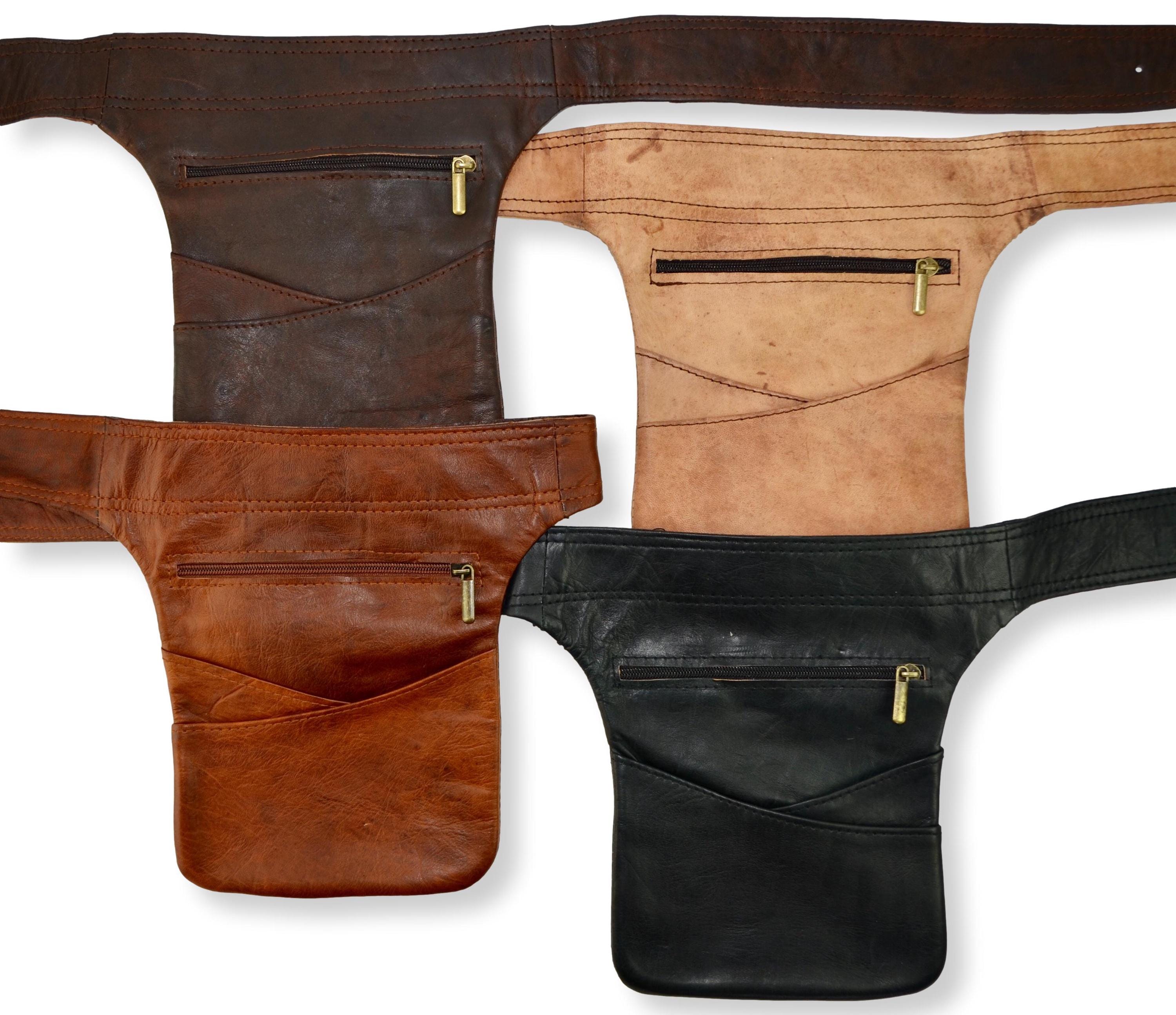 Leather Hip Bag, Holster Style Fanny Pack Bumbag, Phone Bag, Belt Bag, Money Belt, Travel Belt, Handmade from Naturally Tanned Leather