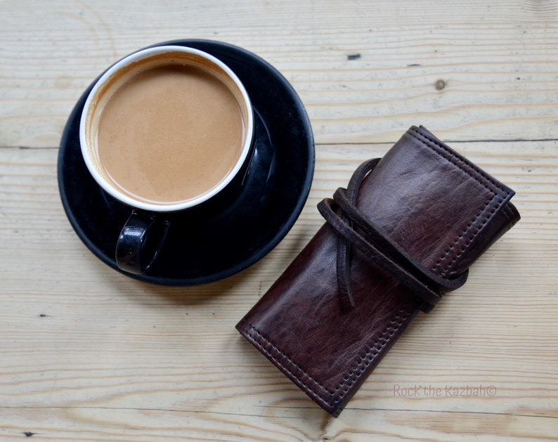 Leather Tobacco Pouch, Handmade Tobacco Pouch, Small Leather Pouch, Jewellry Pouche, Brown Tobacco Pouch, Organic Leather Pouch, Tobacco bag image 10