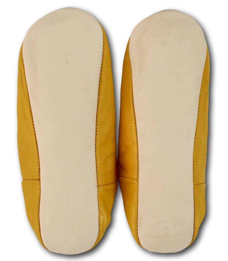 Moroccan Leather Babouche Slippers Mustard Yellow Slippers Etsy