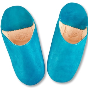 BABOUCHE: Zapatillas Babouche marroquíes para mujer hechas a mano con cuero orgánico suave, piel de oveja, mulas, zapatillas sin cordones, 29 colores imagen 7