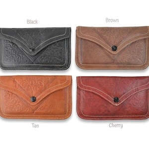 Marokkanische Geldbörse Clutch Bag, handgefertigt aus natürlich gegerbtem Leder, ideal für iPhone-Hülle oder Brille.