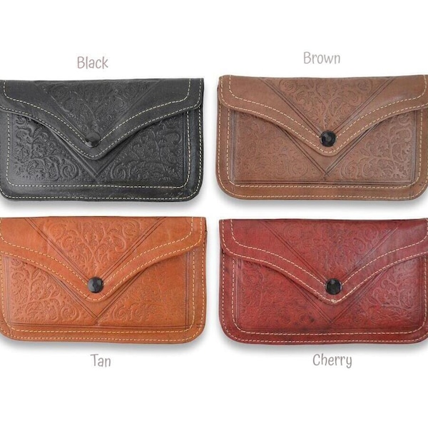 Moroccan Purse Wallet clutch bag, Handmade from Naturally Tanned Leather, Ideal for iphone case or glasses.