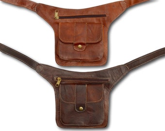 brown leather hip bag