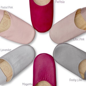 BABOUCHE: Marokkaanse Babouche-slippers voor dames, handgemaakt van zacht biologisch leer, schapenvacht, muilezels, slip-ons, 29 kleuren afbeelding 3