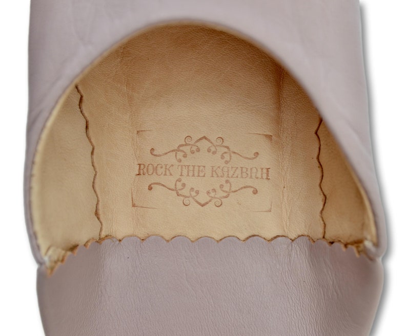 Babouche: Moroccan Leather Womens Slippers, Slip ons, Sheepskin Slippers, Mules, Handmade in Lilac image 4