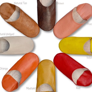 BABOUCHE: Womens Moroccan Babouche Slippers Handmade from Soft Organic Leather, Sheepskin, Mules, Slip Ons, 29 Colours image 2