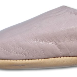 Babouche: Moroccan Leather Womens Slippers, Slip ons, Sheepskin Slippers, Mules, Handmade in Lilac image 6