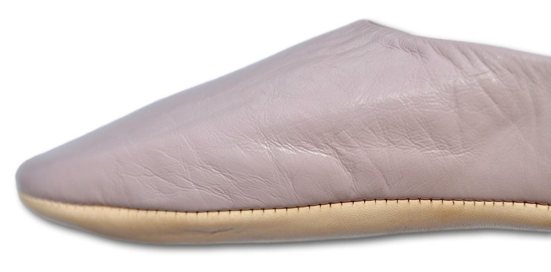 Babouche: Moroccan Leather Womens Slippers, Slip ons, Sheepskin Slippers, Mules, Handmade in Lilac image 6