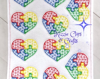 Autism Awareness Heart Feltie Sheet (1368)