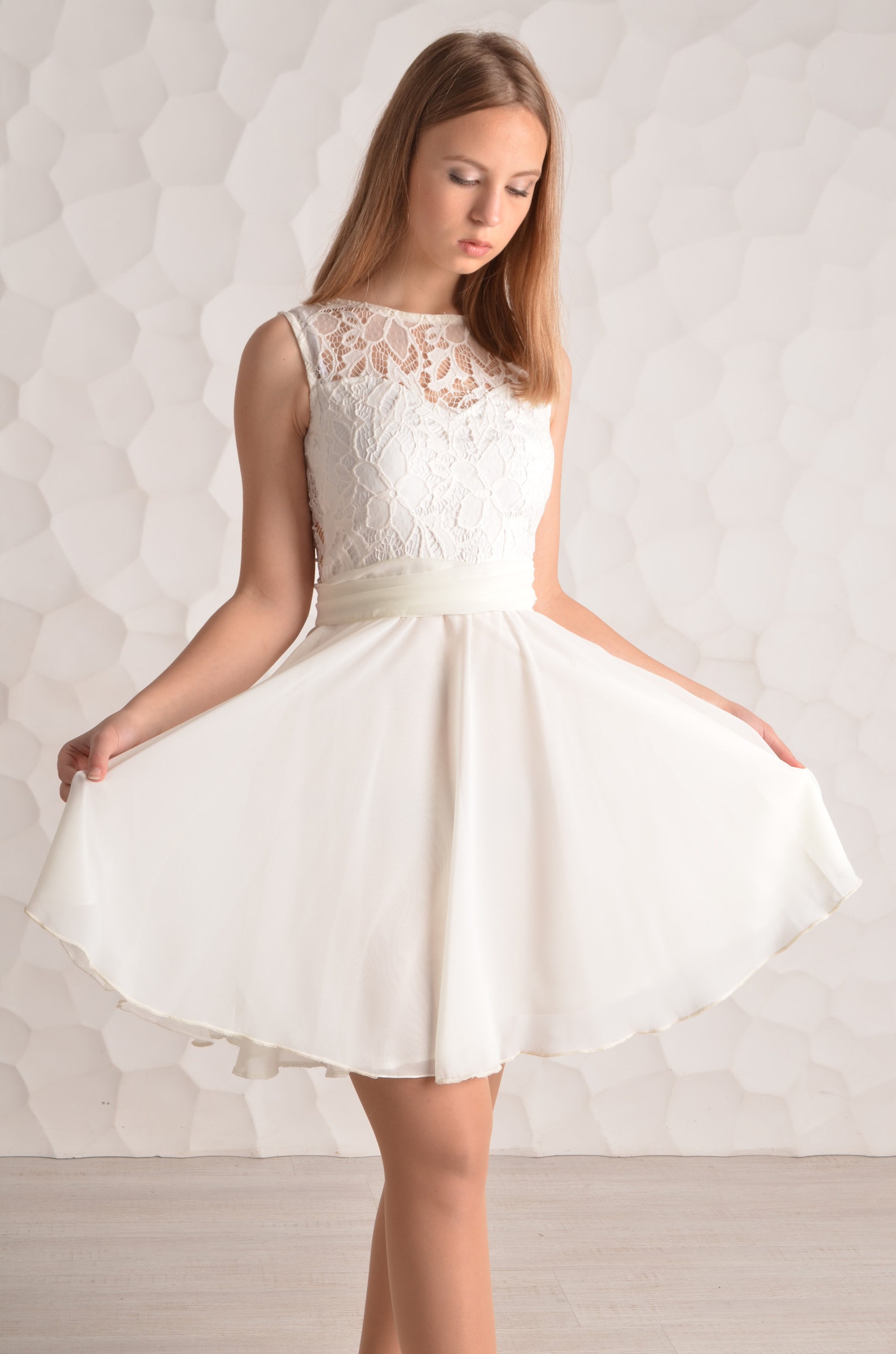 white evening outfit