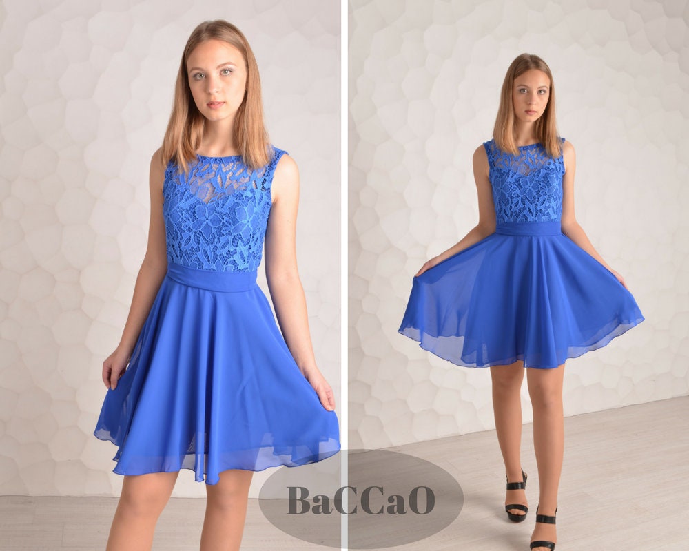 short blue dress homecoming