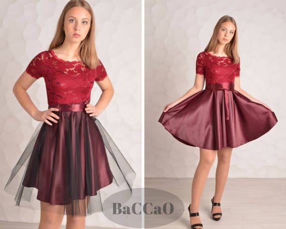 burgundy dress for women