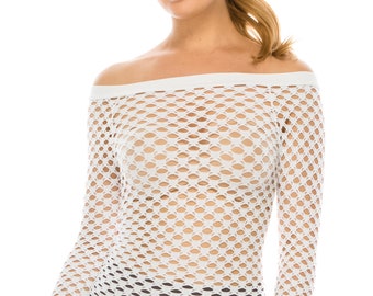 white fishnet top