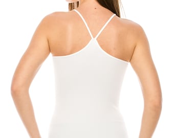 Kurve American Made Y-Back Spaghetti Strap Basic Cami, UV Protective Fabric UPF 50+ (Made with Love in The USA)