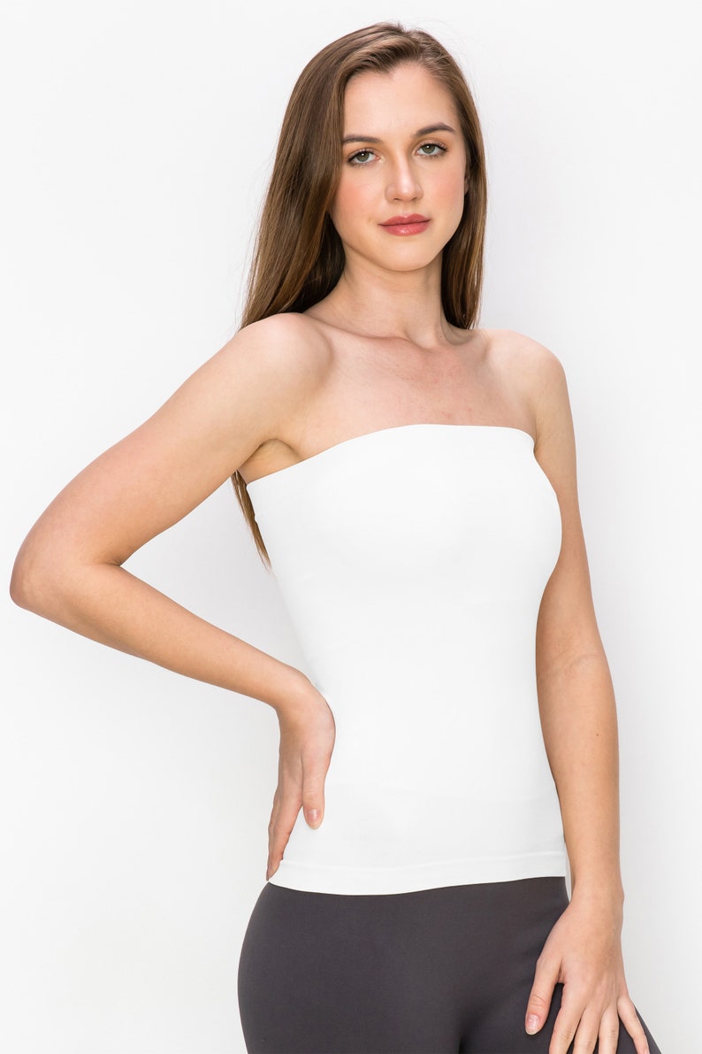 Kurve Medium Length Tube Top Built-in Shelf Bra, UV Protective Fabric UPF 50+ (Made Love in The USA)