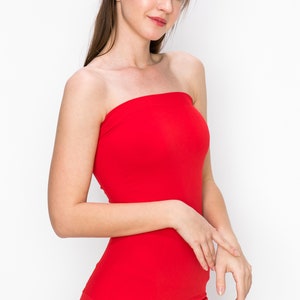 Kurve Haut tube bandeau long extensible sans couture pour femme Fabriqué aux États-Unis Rouge