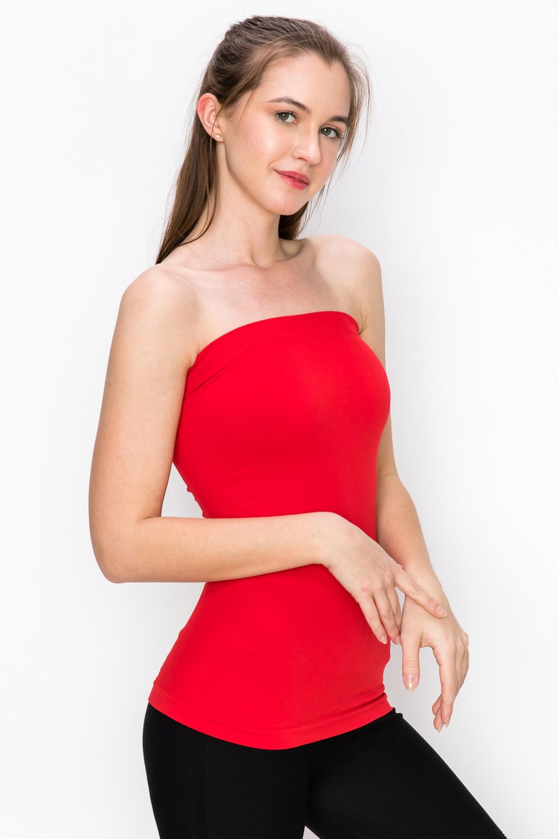 Kurve Haut tube bandeau long extensible sans couture pour femme Fabriqué aux États-Unis Rouge