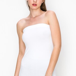 Kurve Haut tube bandeau long extensible sans couture pour femme Fabriqué aux États-Unis Blanc