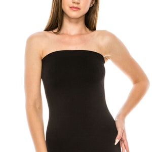 Kurve Haut tube bandeau long extensible sans couture pour femme Fabriqué aux États-Unis Noir