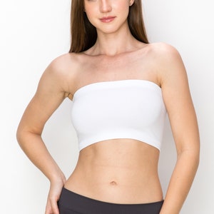 Women's Cotton Bandeau Wirefree Strapless Bra Crop Tube Top-2