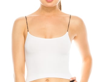 Kurve Skinny Strap Crop Bra Cami, UV Protective Fabric UPF 50+ (Made with Love in The USA)