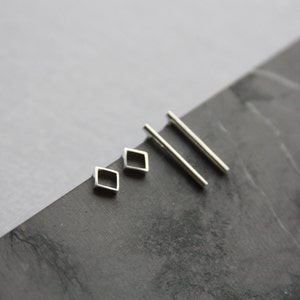 square silver studs