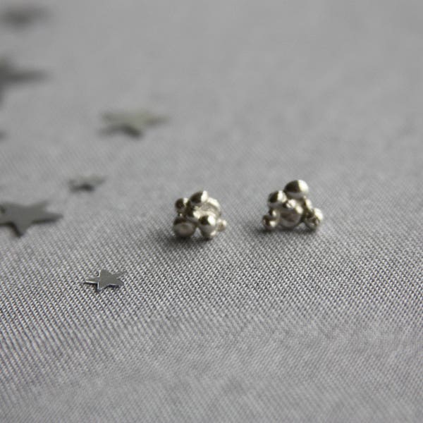 fine silver granules cluster studs