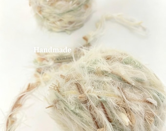 Fio grosso artesanal de 80 gramas, misturado à mão, ideal para tricô, tecelagem e crochê, artesanato e projetos DIY.