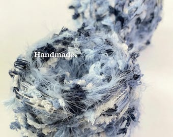 Fio grosso artesanal de 80 gramas, misturado à mão, ideal para tricô, tecelagem e crochê, artesanato e projetos DIY.