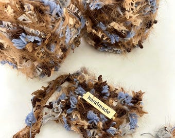 Fio grosso artesanal de 80 gramas, misturado à mão, ideal para tricô, tecelagem e crochê, artesanato e projetos DIY.