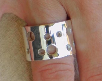 Band Ring Silver: Wide Statement Ring, Modern Jewelry