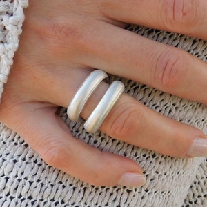 Ring set of two, Double band ring, Brushed ring, Chunky rings, Stacked rings, Solid silver rings, Band rings, Rings for women, Wide rings