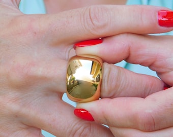Wide Gold Dome Ring: Chunky Statement Band