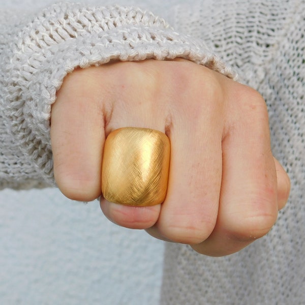 Extra large statement ring, Dome ring gold, Wide ring 25MM, Brushed ring gold, Cocktail ring, Oversized ring, Big ring, Eccentric ring gold