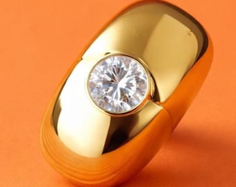 Gold Dome Ring: Chunky Naval Brass Statement Ring