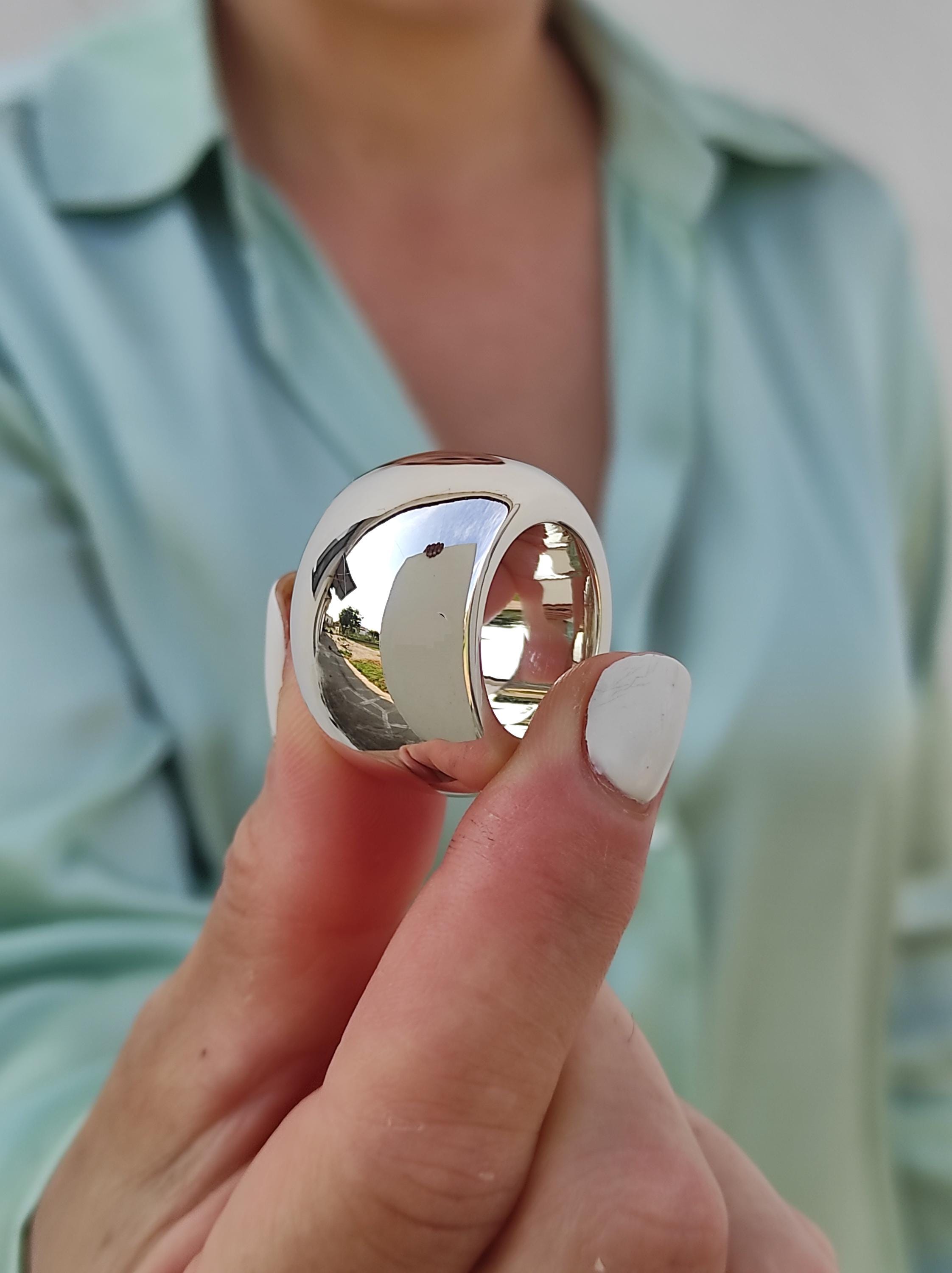 Donut Silver Ring Chunky Heavy - Ring, Band, 19MM Wide Sterling 