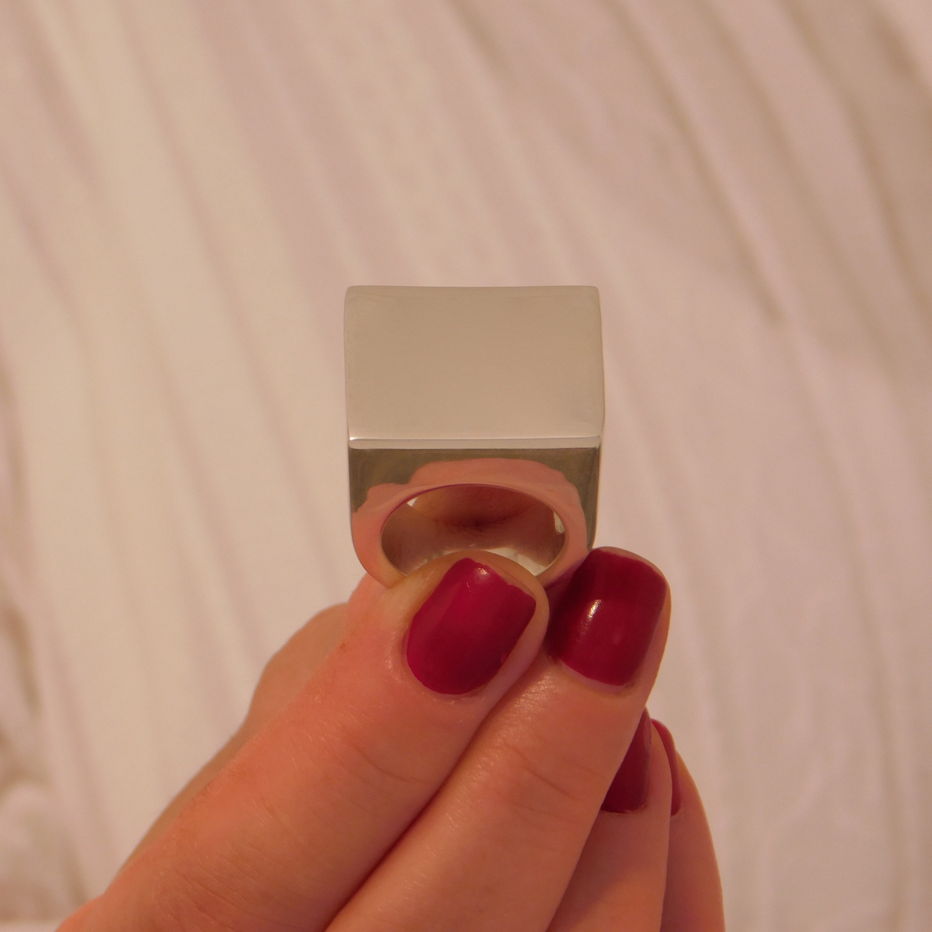 Square Ring Large Statement Ring Geometric Ring Big Silver Etsy