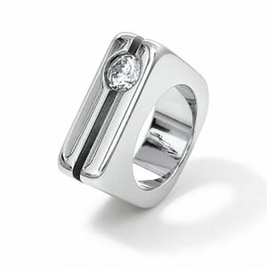 Moissanite Engagement Ring: Split Band Statement Ring, Gold Alternative, Fine Art Jewelry
