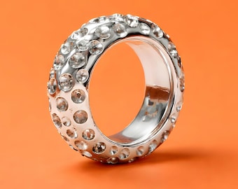 Thick Band Ring AG950 Silver : Chunky Statement Wedding Band