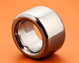 Handmade Stainless Steel Wide Band Ring: Minimalist Statement Jewelry